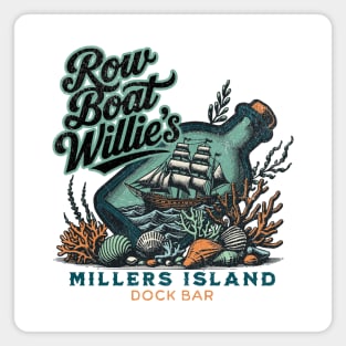 Row Boat Willies Dock Bar Millers Island Sparrows Point Inlet Glass in a Bottle Magnet